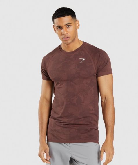 Men's Gymshark Geo Seamless T-Shirts Brown | NZ 0AOWHF